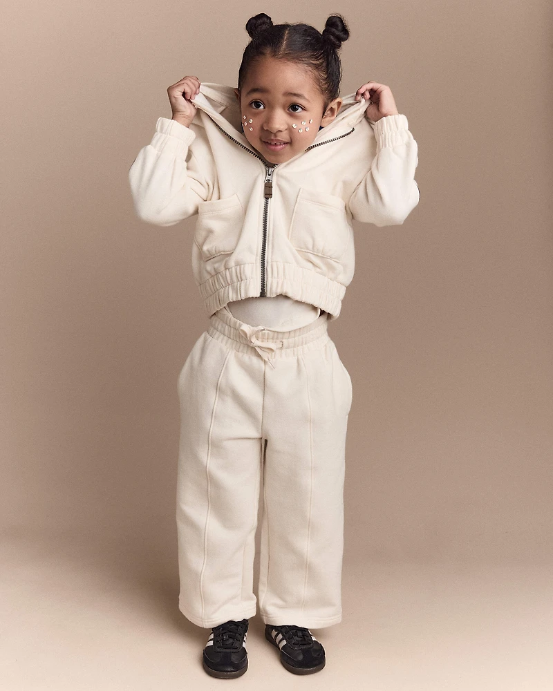 Toddler Girl Zip-Up Hoodie - Cream