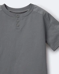 Toddler Boy Henley Tee - Dark Grey