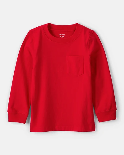 Toddler Boy Long-Sleeve Pocket Tee - Red