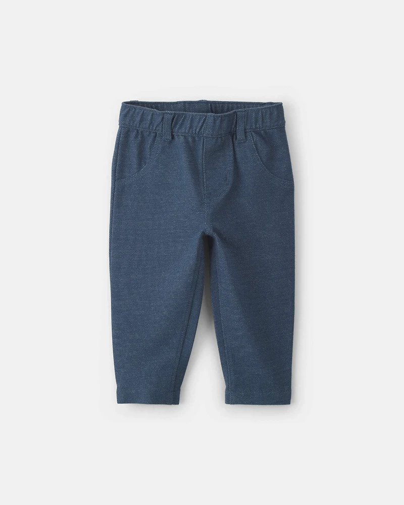 Baby Girl Knit Chambray Pants - Indigo