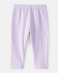 Baby Girl Pull-On Stretch Rib Leggings - Purple