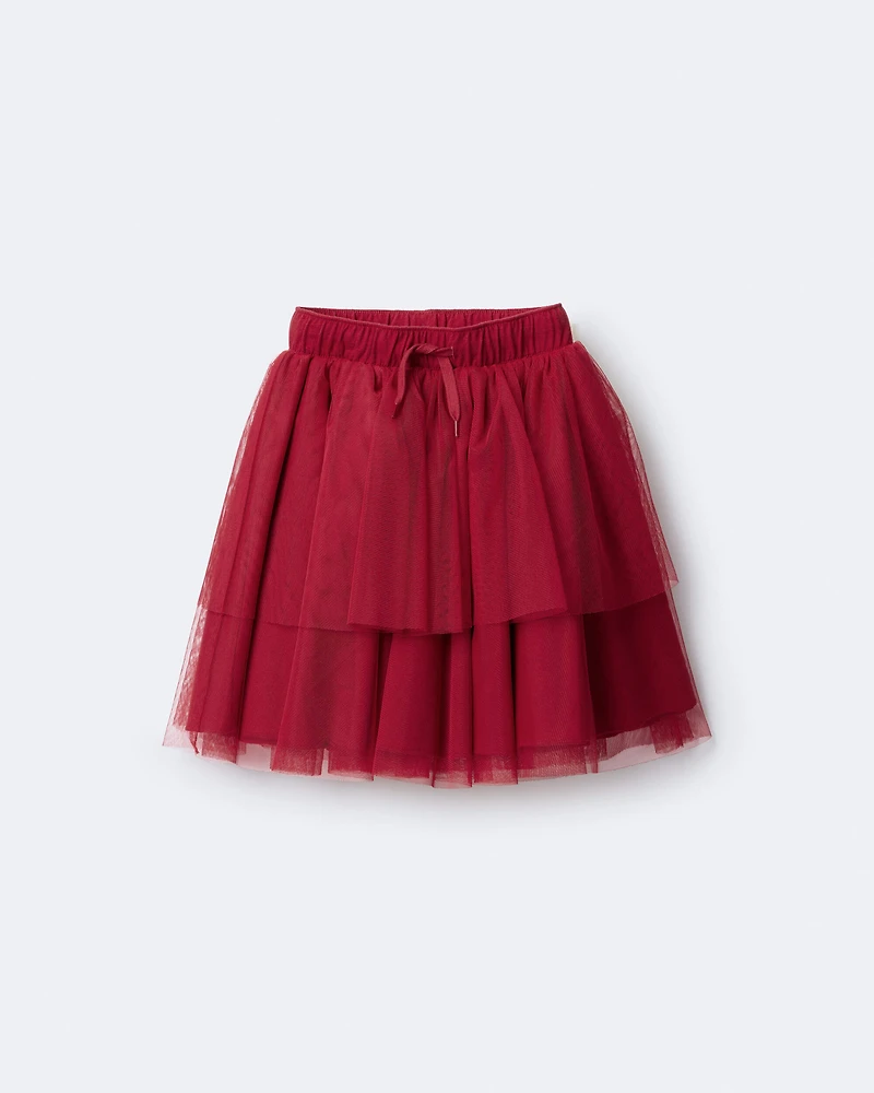 Toddler Girl Avenue Twirl™ Tiered Midi Skirt with Tulle - Red