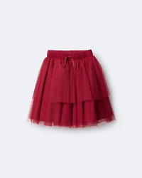 Toddler Girl Avenue Twirl™ Tiered Midi Skirt with Tulle - Red