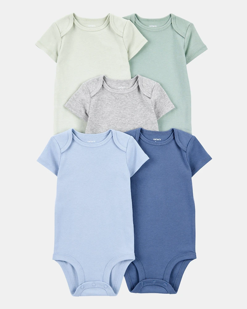Baby 9-Piece Solid Short-Sleeve Bodysuits & Pull-On Pants Set