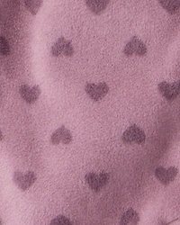 Baby Girl Heart Print Fleece Long-Sleeve Sleep & Play Pajamas - Purple