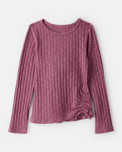 Girls Cinched Rib Top - Purple