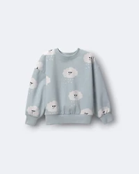 Toddler Wide-Arm Sweatshirt in Rain Cloud Print - Pale Blue