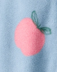 Baby Girl Apple Print Loose Fit Long-Sleeve Sleep & Play Pajamas - Blue