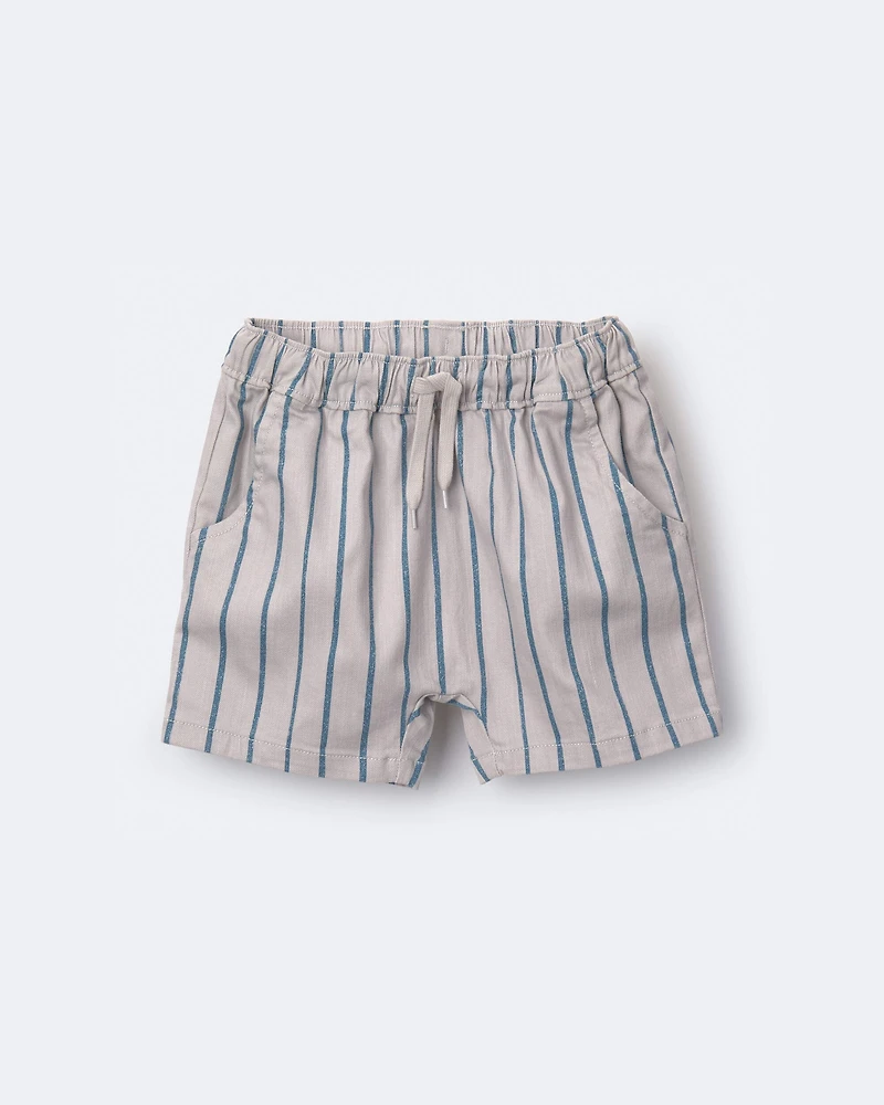 Toddler Boy Playground Shorts in Stripes - Grey