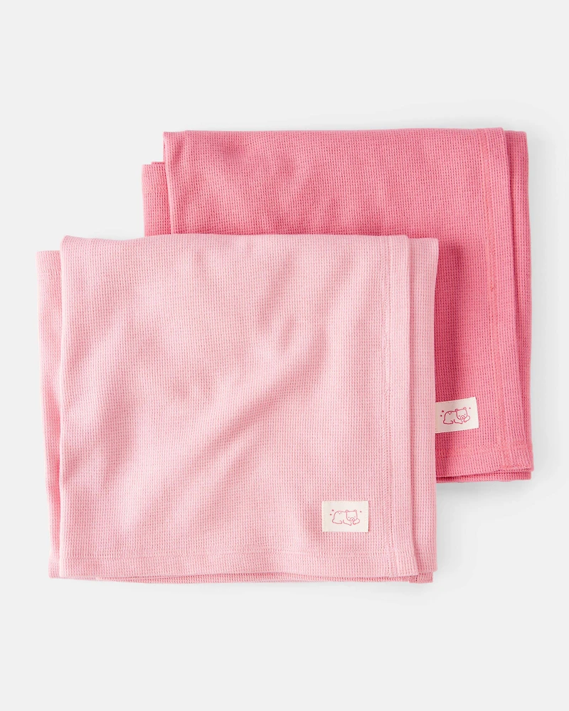 Baby 2-Pack Waffle Knit Blankets - Pink