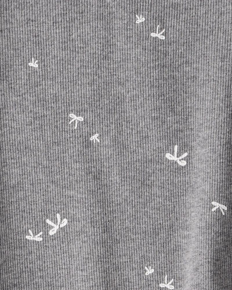 Toddler Girl 2-Pack Bow Print Cotton Long-Sleeve Tops - Grey/White