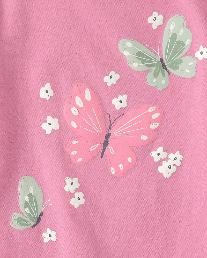 Toddler Girl Butterfly Graphic Tee - Pink
