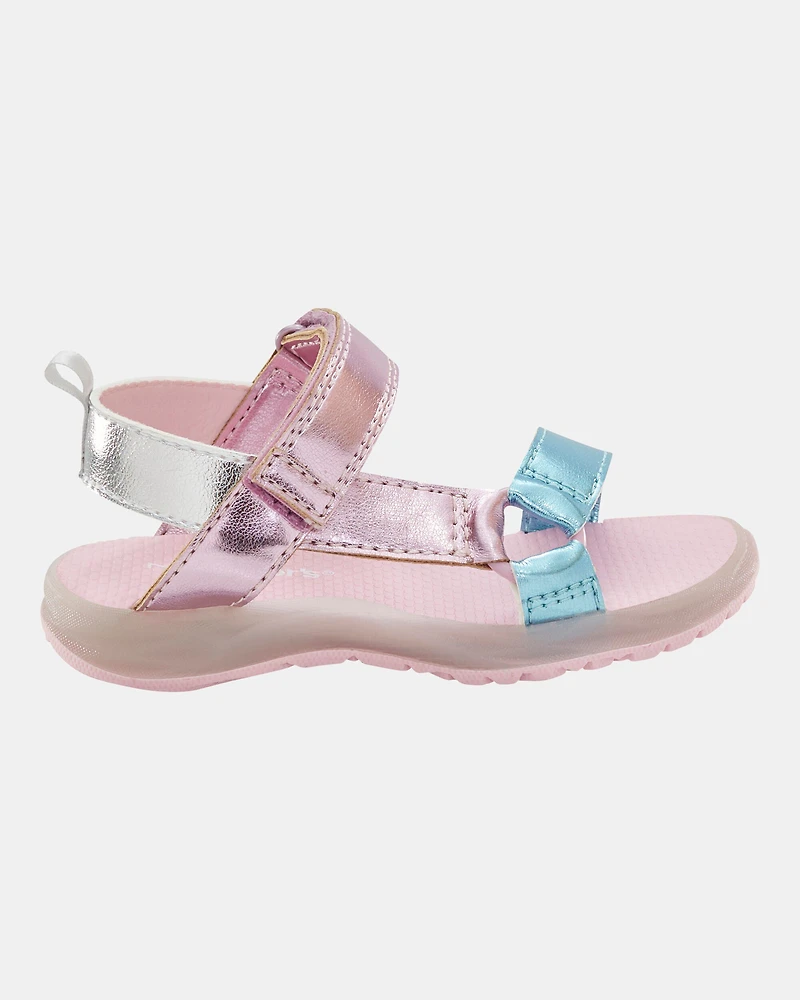 Toddler Light Up Metallic Sandals - Pink/Blue