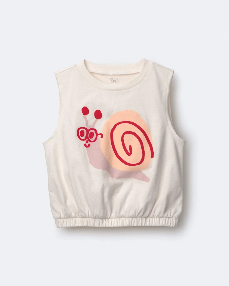Toddler Girl Snail Elastic Waist Tank - Cream