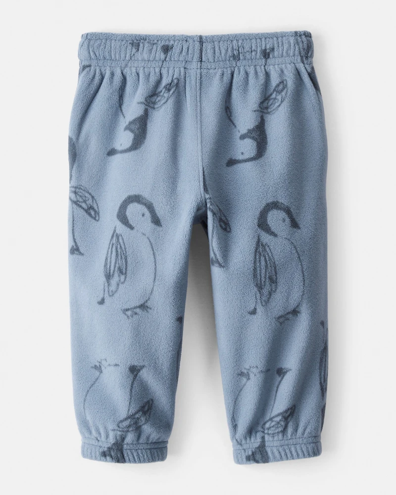 Baby Boy Penguin Fleece Joggers - Blue