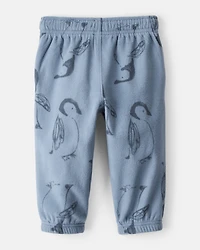 Baby Boy Penguin Fleece Joggers - Blue