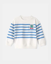 Toddler Boy Striped French Terry Pullover Sweatshirt - Blue/White