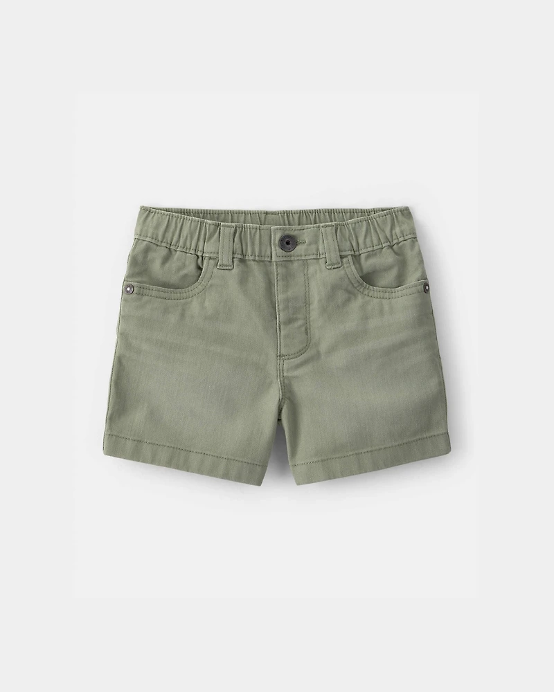 Baby Twill Pull-On Shorts - Olive