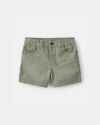 Baby Twill Pull-On Shorts - Olive