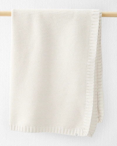 Baby Organic Cotton Signature Stitch Blanket in Cream