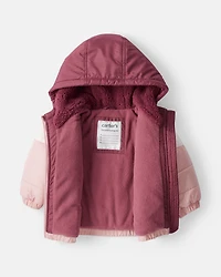 Baby Girl 2-Piece Color Block Hooded Snowsuit Jacket & Bib Set - Pink/Red