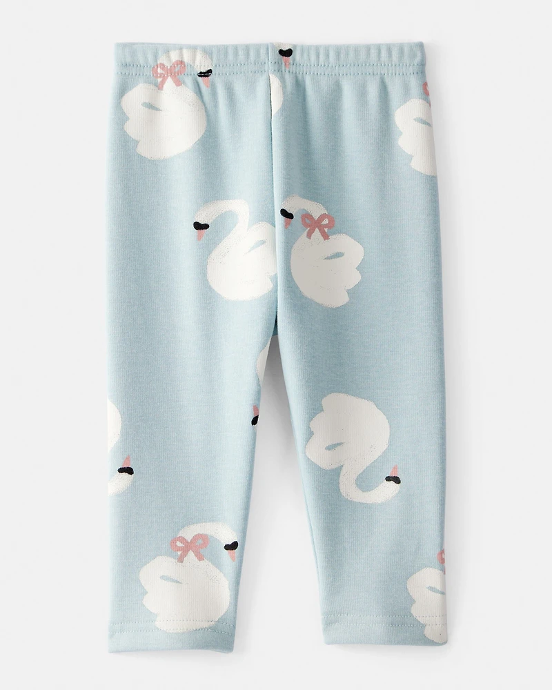Baby Girl Swan Pull-On Stretch Cozy Leggings - Blue