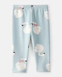 Baby Girl Swan Pull-On Stretch Cozy Leggings - Blue