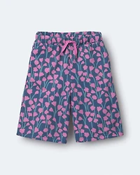 Toddler Girl Wide-Leg Pants in Wildflowers - Blue/Purple
