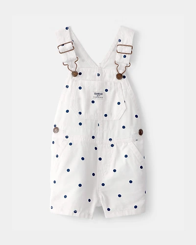 Baby Girl Polka Dot Shortall - White/Blue