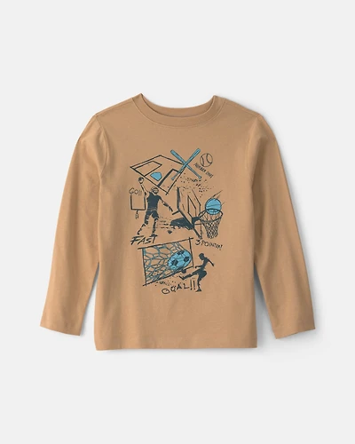 Boys Soccer Long-Sleeve Graphic Tee - Brown