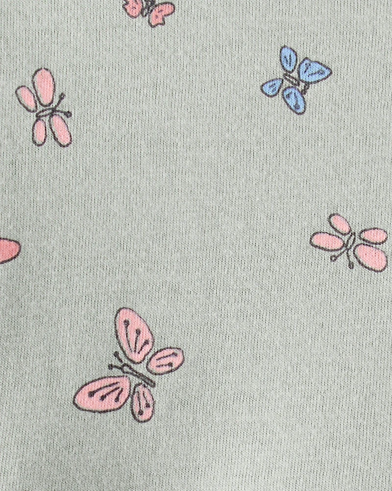 Baby Girl Butterfly Long-Sleeve Knit Dress - Green