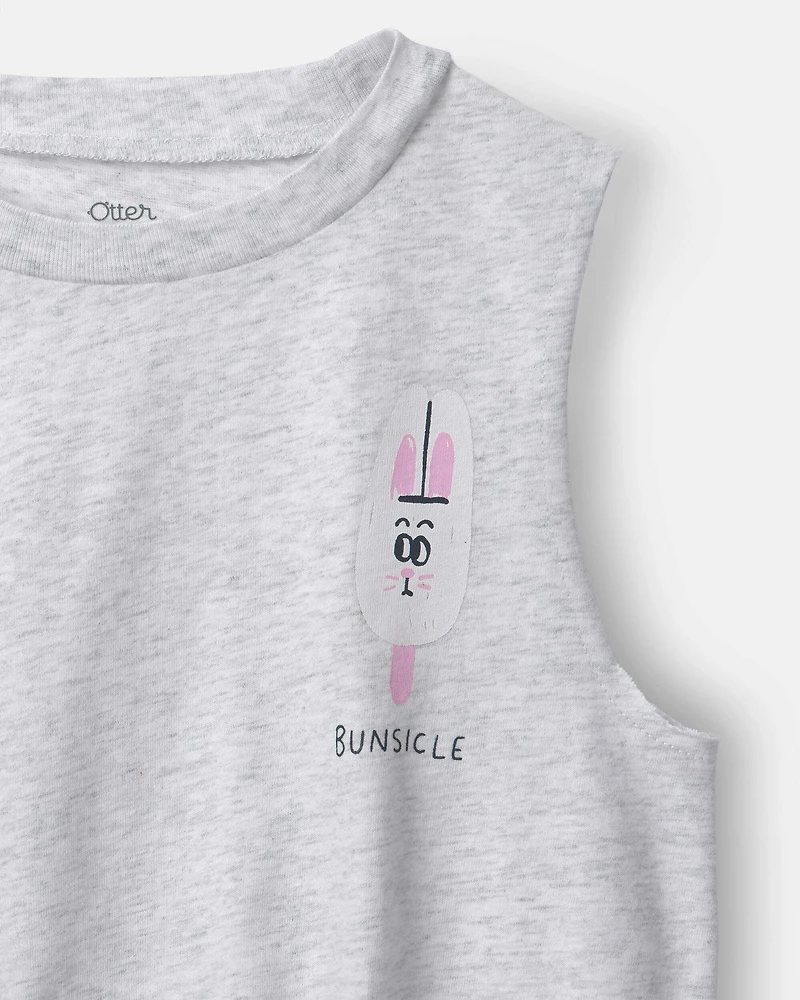Toddler Girl 'Bunsicle' Elastic Waist Tank - Heather Grey