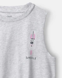 Toddler Girl 'Bunsicle' Elastic Waist Tank - Heather Grey