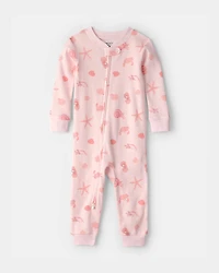 Toddler Girl Shell 100% Cotton Snug Fit 1-Piece Pajama - Pink