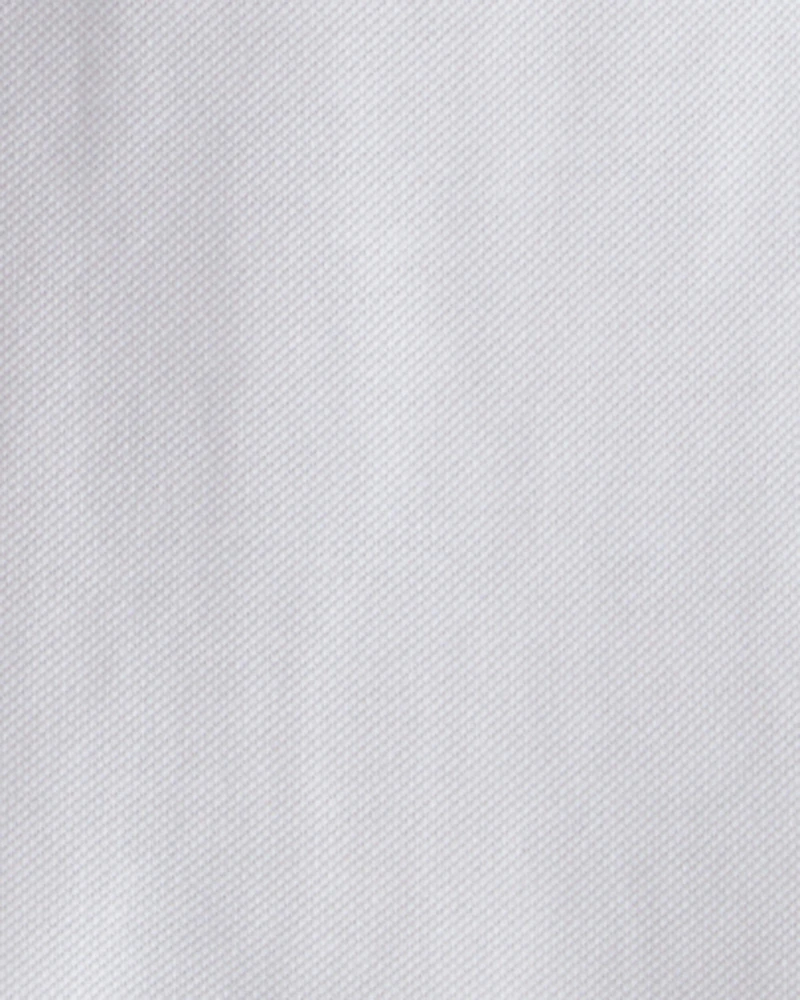 Toddler Boy Uniform Piqué Long-Sleeve Polo Shirt - White
