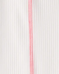 Girls 2-Piece Active Rib Top & Flare Pants Set - White/Pink