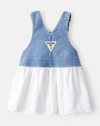 Baby Girl Eyelet Denim Jumper Dress