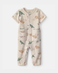 Baby Boy Dinosaur Jumpsuit - Ivory
