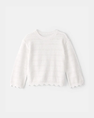 Toddler Girl Scalloped Sweater - Ivory