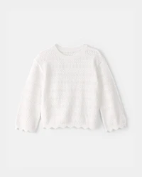 Toddler Girl Scalloped Sweater - Ivory