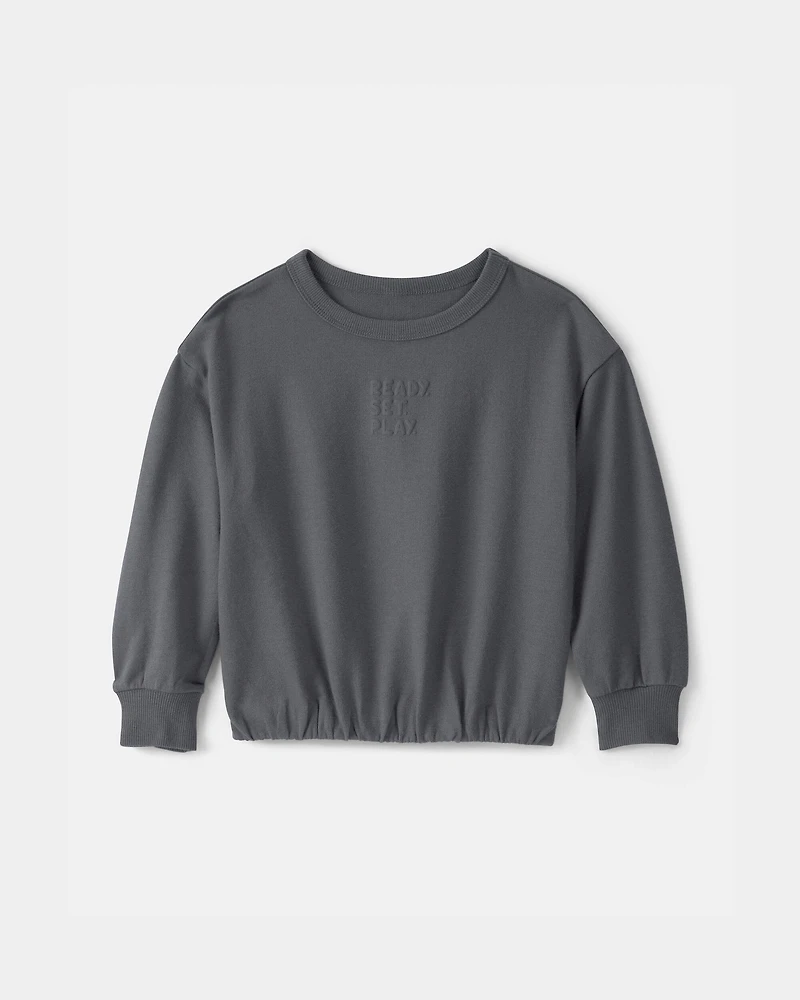 Toddler Girl 'Ready Set Play' French Terry Pullover Sweatshirt - Grey