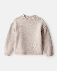 Toddler Girl Floral Long-Sleeve Sweater - Cream