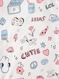 Girls 100% Cotton Snug Fit 4-Piece Pajamas - Blue/White