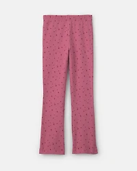 Girls Heart Cotton Pull-On Stretch Flare Leggings - Pink