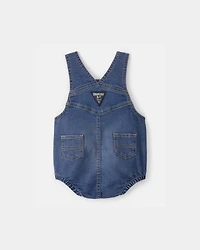 Baby Disney© Winnie the Pooh Embroidered Stretch Denim Bubble Romper - Medium Wash