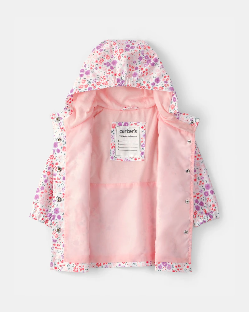 Baby Girl Floral Raincoat - Pink