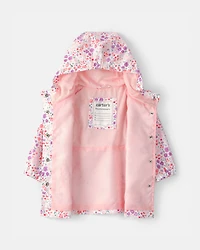 Baby Girl Floral Raincoat - Pink