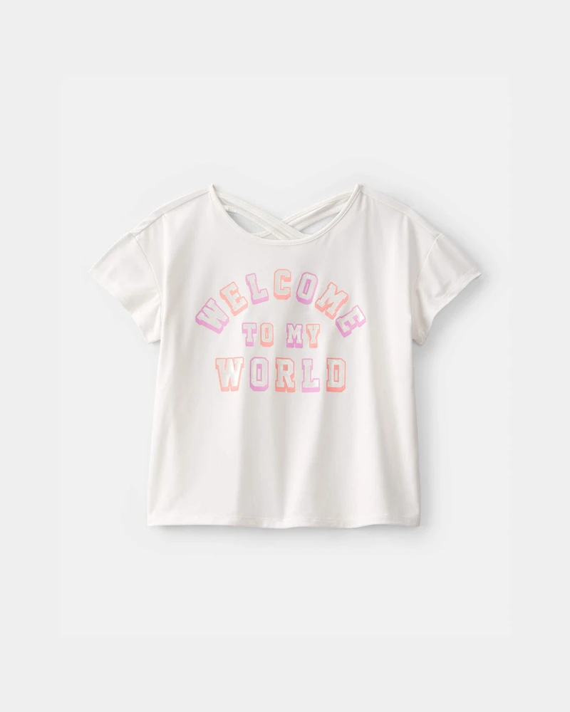Girls 'Welcome to My World' Active Top - White