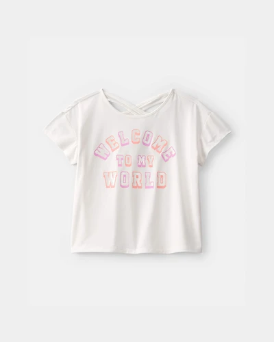 Girls 'Welcome to My World' Active Top - White