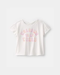 Girls 'Welcome to My World' Active Top - White